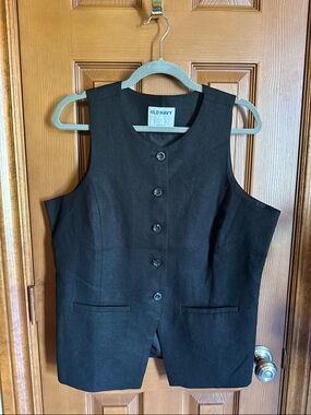 Women’s Black Linen Blend Button Front Vest, size Large